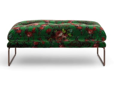 NEW YORK SUITE - Sled base upholstered fabric footstool by Saba Italia