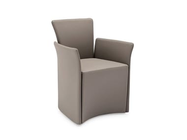 NIDO - Leather easy chair with armrests by Calligaris