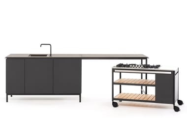 NORMA - Outdoor kitchen in steel and Lapitec by RODA