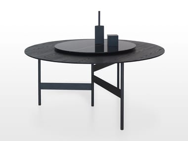 NOTES - Round glass and steel table by Living Divani