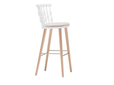 NUB BQ1452 / BQ1453 - High beech stool with integrated cushion by Andreu World