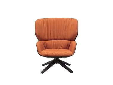 NUEZ LOUNGE BIO BU2743 - Swivel trestle-based high-back armchair by Andreu World