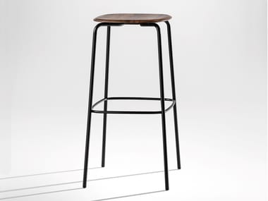 OKITO - Steel and wood stool by Zeitraum