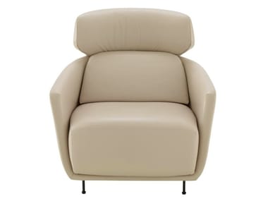 OKURA - Leather armchair with headrest by Ligne Roset