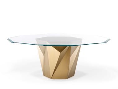 ORIGAMI 72 - Wood and glass table by Reflex