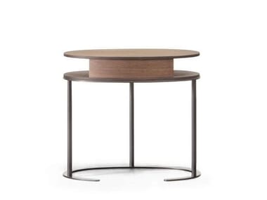 ORTIS - Oval wooden coffee table with storage space by Lema