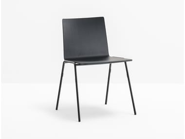 OSAKA METAL 5711 - Steel and wood restaurant chair by Pedrali