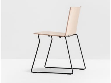 OSAKA METAL 5714 - Sled base stackable multi-layer wood chair by Pedrali