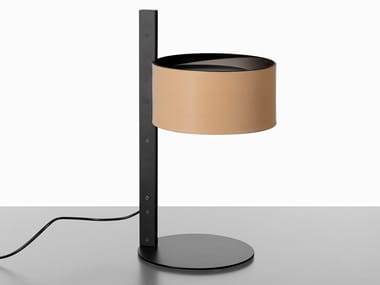 PARALLEL - 296 - Metal and leather table lamp by Oluce