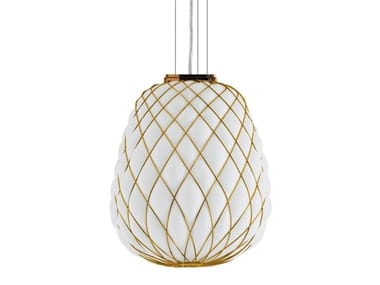 PINECONE - Glass and metal pendant lamp by FontanaArte