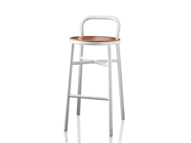 PIPE - Aluminium stool with footrest by Magis