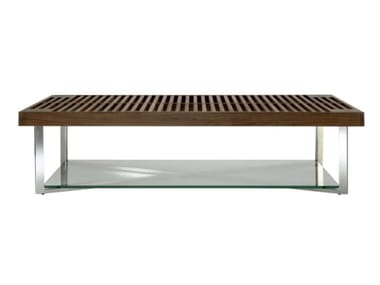 PONTON - Low rectangular walnut coffee table by Ligne Roset