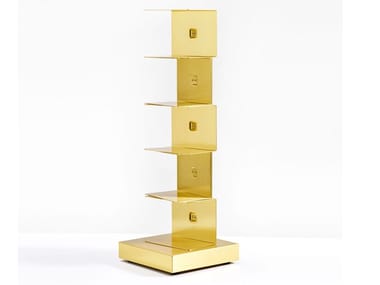 PTOLOMEO GOLD - Open freestanding brass bookcase by Opinion Ciatti