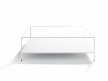 QUADRATO - Square glass and steel coffee table by DE PADOVA