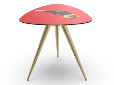 REVOLVER - Triangular coffee table with MDF top and metal legs (Request Info)