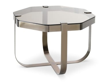 RING - Octagonal glass and iron coffee table by Saba Italia