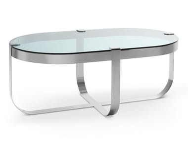 RING - Oval glass and iron coffee table by Saba Italia