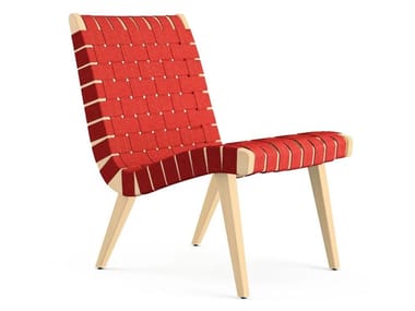 RISOM - Wooden easy chair with cotton webbing by Knoll