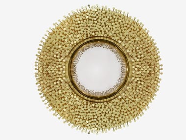 ROBIN - Round wall-mounted framed brass mirror by Boca do Lobo