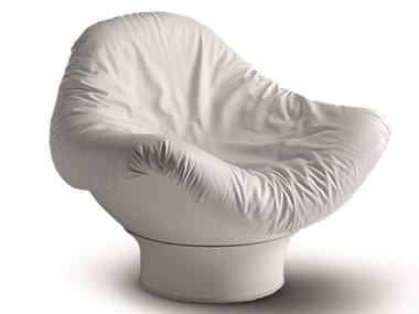 RODICA - Swivel Dacron® armchair with footstool by Longhi