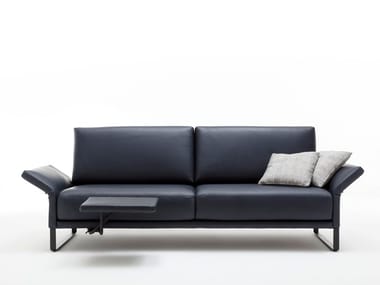 ROLF BENZ 009 CARA - Sled base 2 seater leather sofa by Rolf Benz