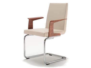 ROLF BENZ 620 - Cantilever leather chair with armrests by Rolf Benz