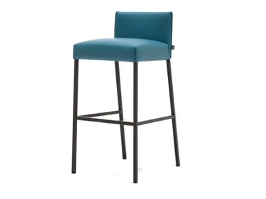 ROLF BENZ 652 - High leather stool with footrest by Rolf Benz