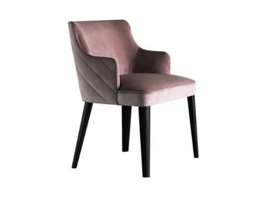 ROYALE QUILT SLIM LEG - Upholstered fabric chair with armrests by Casamilano