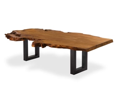KAURI AUCKLAND - Rectangular table with Kauri solid wood top and iron base by Riva 1920
