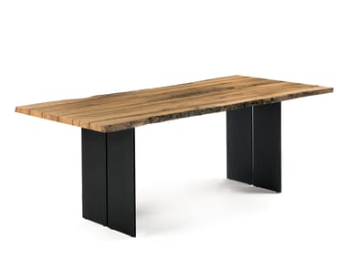 NATURA BRICCOLA - Table with briccola wood top anche iron base by Riva 1920