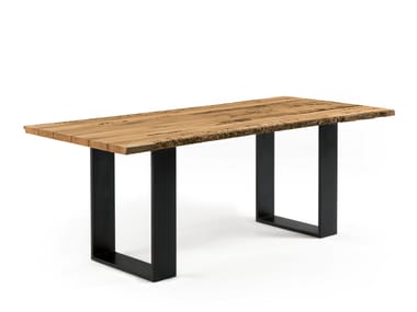 NEWTON BRICCOLA - Rectangular table with briccola wood top and iron base by Riva 1920