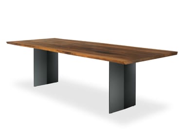 SKY-NATURA NATURAL SIDES - Rectangular table with solid wood top and iron base by Riva 1920