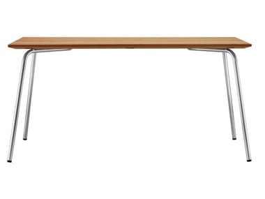 S 1040 - Rectangular steel and wood garden table by Thonet