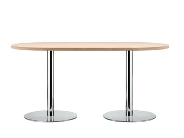 S 1124 - Oval steel and wood table by Thonet