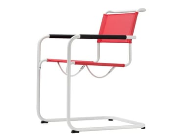 S 34 N Thonet All Seasons - Cantilever mesh chair with armrests by Thonet