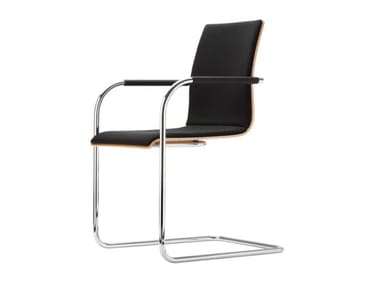 S 53 PF - Cantilever upholstered chair with armrests by Thonet