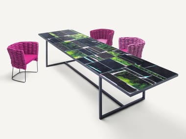 SCIARA - Rectangular glazed lava table by Paola Lenti