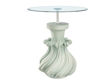 SCOUBIDOU - Round solid wood table with bevelled crystal top by Fratelli Boffi