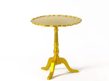 SHIELD - Round wooden high side table with 3-star base by Boca do Lobo