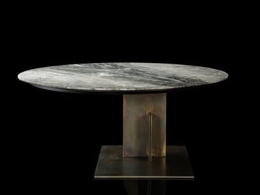 SHIFT - Swivel table with steel base and stone top by Henge