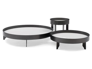 SIEVE - Round glass and steel coffee table by Bodema