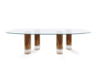 SIGNORE DEGLI ANELLI 72 - Oval glass table with Murano glass legs by Reflex