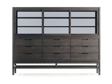 SILENT DRAWER CABINET - Wood and glass highboard with drawers by DE PADOVA