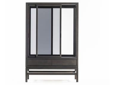 SILENT WARDROBE - Wood and glass wardrobe with sliding doors by DE PADOVA