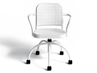 SILVER - Swivel aluminium chair with castors by DE PADOVA