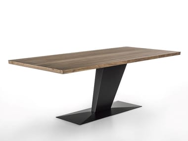 SIMPLE BLUES - Wooden and iron dining table by Riva 1920