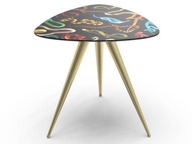 SNAKES - Triangular coffee table with MDF top and metal legs (Request Info)