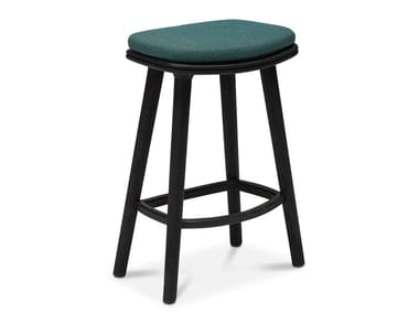 SOLID - High teak stool with footrest by Manutti