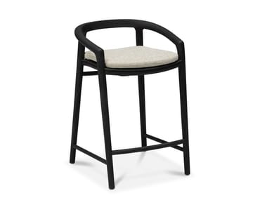 SOLID - High teak stool with back by Manutti