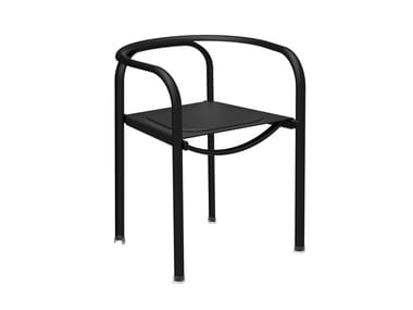 SPLIT CHAIR - Stackable steel chair with armrests by Tecta